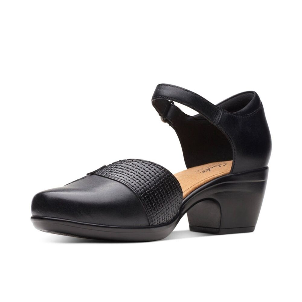 Clarks Emily Rae Women's Leather Sandals Ankle Strap Block Heel Comfort, 8.5M - Picture 2 of 15
